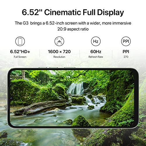 UMIDIGI Unlocked Smartphones G3, Android 13 Unlocked Smartphone, Dual Sim 4G LTE Mobile Phone, 7G(4G+3G)+64GB(1TBG Expandable), 6.52" HD+ Night Mode，5150mAh, GSM Unlocked Cell Phone