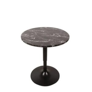 MoNiBloom Round High Top Table Height-Adjustable Bar Table with Black Marble Texture Top and Black Base, Modern Style, Suitable for Home Kitchen Balcony