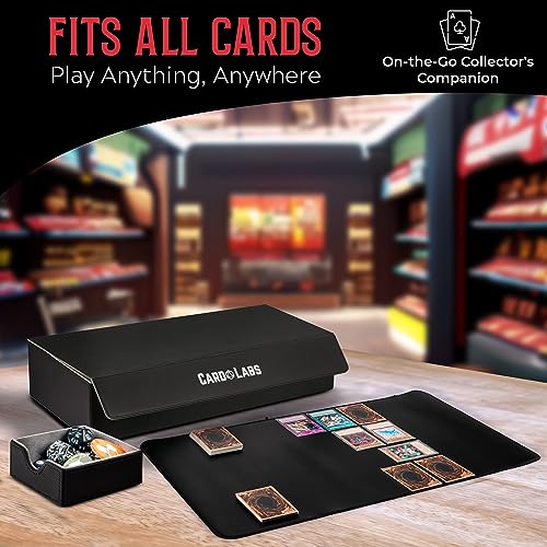 Premium Trading Card Game Deck Storage Box with 5 Deck Box, 1 Playmat, 10 Dividers, Holds 1200+ Cards, Tcg/Mtg Deck Box/YugiOh Deck Box/Pokemon Deck Box/Baseball Card Storage, PU Leather (Black)