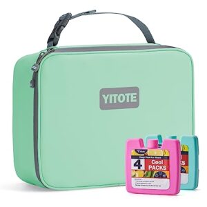 yitote lunch box kids with 2 ice packs cute lunch box for women lunch box for girls and boys insulated lunch box for adult to work or take to picnic office camping-light green