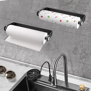 PEDORUBY - Under Cabinet Paper Towel Holder for Kitchen, Wall Mount Paper Roll Holder with Self-Adhesive or Screw Mounting Option, Paper Towel Holder Wall Mount, Pantry or Cabinet Organizer. (Black)