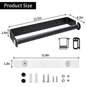 PEDORUBY - Under Cabinet Paper Towel Holder for Kitchen, Wall Mount Paper Roll Holder with Self-Adhesive or Screw Mounting Option, Paper Towel Holder Wall Mount, Pantry or Cabinet Organizer. (Black)