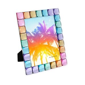 isaac jacobs decorative sparkling jewel picture frame, photo display & home décor (5x7, rainbow)