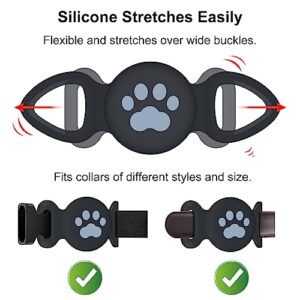 SZJCLTD Waterproof Airtag Dog Collar Holder (2 Pack), Protective Anti-Lost Airtag Case for GPS Dog Tracker, Silicone Airtag Cat Collar Dog Airtag Holder for Pets(Black/White)