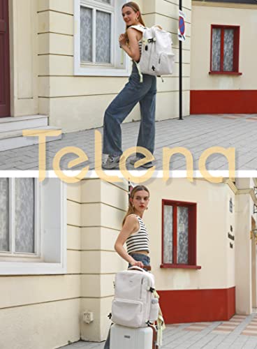 Telena Travel Backpack for Women Large Carry On Backpack Airline Approved Personal Item Backpack with USB Charging Port Waterproof Casual Bag, Beige