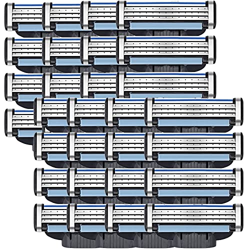 Razor Blades Refills for Gillette, Mens Razor Blades, Turbo Razor Blades Refills for Gillette, with Precision Cut Stainless Steel Blades for Gillette, for Longer Hair Hard to Shave Spots
