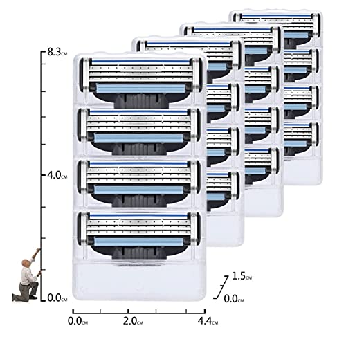 Razor Blades Refills for Gillette, Mens Razor Blades, Turbo Razor Blades Refills for Gillette, with Precision Cut Stainless Steel Blades for Gillette, for Longer Hair Hard to Shave Spots