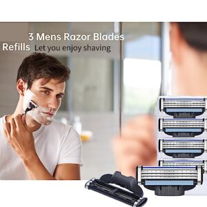 Razor Blades Refills for Gillette, Mens Razor Blades, Turbo Razor Blades Refills for Gillette, with Precision Cut Stainless Steel Blades for Gillette, for Longer Hair Hard to Shave Spots