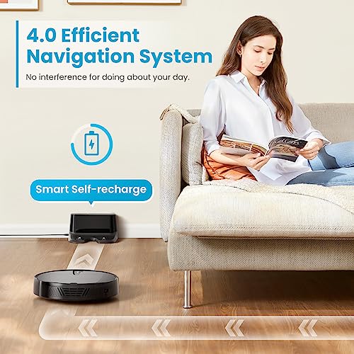 ROPVACNIC Robot Vacuum Cleaner with 3000Pa Cyclone Suction, APP/Voice/Remote Control, Automatic Self-Charging Robotic Vacuum, Scheduled Cleaning, Ideal for Pet Hair, Hard Floor, Low Carpet