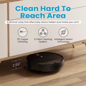 ROPVACNIC Robot Vacuum Cleaner with 3000Pa Cyclone Suction, APP/Voice/Remote Control, Automatic Self-Charging Robotic Vacuum, Scheduled Cleaning, Ideal for Pet Hair, Hard Floor, Low Carpet