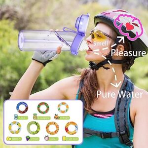 Sports Air Water Bottle BPA Free Starter up Set Drinking Bottles,650ML Fruit Fragrance Water Bottle,with 7 Flavour pods%0 Sugar Water Cup,for Gym and Outdoor Gift (Blue)