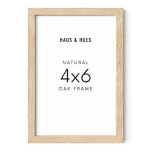 haus and hues 4x6 picture frame wood - set of 1 natural wood frame 4x6, beige photo frame 4x6 for walls, 4x6 wood picture frame, 4 by 6 picture frame, 4x6 frames for pictures (beige oak frame)