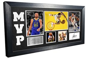 mvp black or white steph stephen curry golden state warriors signed autographed photo photograph picture frame basketball poster gift (black mount)