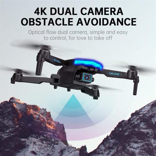 X6pro Drones with Camera for Adults 4K, Ultra HD Dual Shot 1080P Drone Quadcopter for Kids and Beginners, FPV Remote Control Toy One Button Start Speed Adjustment Smart Obstacle Avoidance (Black)