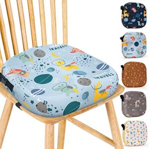 Toddler Booster Seat for Dining Table, 4 inch Ergonomic Design Dining Chair Heightening Cushion Portable Dismountable Eating, Washable Kids Toddler Booster Cushion, Adjustable Elasticity Straps(Space)