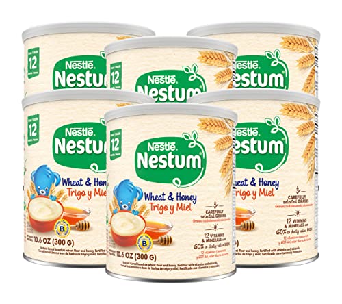 Nestle Nestum Infant Cereal, Wheat & Honey, Made for 12 Months & Up, 10.6 Ounce Canister (Pack of 6)