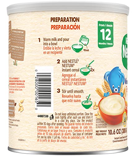 Nestle Nestum Infant Cereal, Wheat & Honey, Made for 12 Months & Up, 10.6 Ounce Canister (Pack of 6)