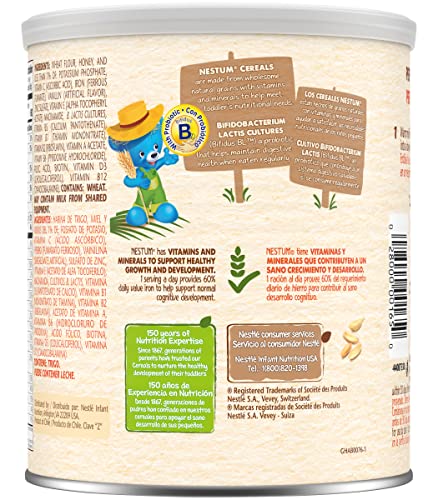 Nestle Nestum Infant Cereal, Wheat & Honey, Made for 12 Months & Up, 10.6 Ounce Canister (Pack of 6)