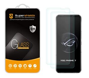 supershieldz (2 pack) designed for asus rog phone 7 5g and rog phone 7 ultimate tempered glass screen protector, anti scratch, bubble free