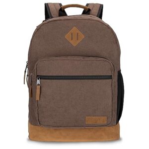 wrangler yellowstone sturdy backpack for travel classic logo water resistant casual daypack for travel with padded laptop notebook sleeve (brown corduroy)