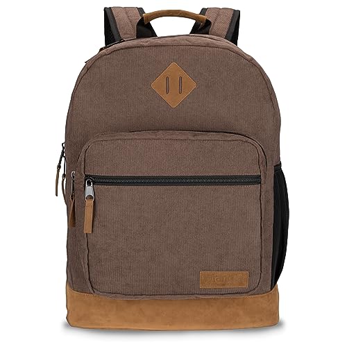 Wrangler Yellowstone Sturdy Backpack for Travel Classic Logo Water Resistant Casual Daypack for Travel with Padded Laptop Notebook Sleeve (Brown Corduroy)