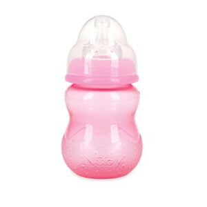 Nuby 3 Pack Non-Drip Wide Neck 8oz Vari-Flow Bottles, Soft Silicone Nipples, BPA Free, 0+M, Aqua, Pink, Purple