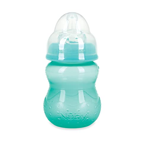 Nuby 3 Pack Non-Drip Wide Neck 8oz Vari-Flow Bottles, Soft Silicone Nipples, BPA Free, 0+M, Aqua, Pink, Purple