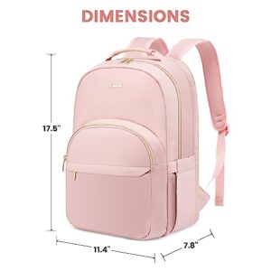 LOVEVOOK Work Backpack for Women, fits 15.6 Inch Laptop, Large Capacity Laptop Backpack with Luggage Strap, Waterproof Lightweight Backpack Purse, Fashionable for Business, Travel, Pink