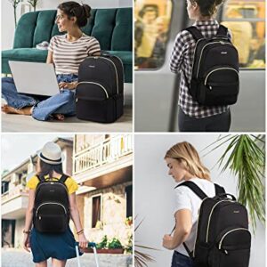 LOVEVOOK Work Backpack for Women, fits 15.6 Inch Laptop, Large Capacity Laptop Backpack with Luggage Strap, Waterproof Lightweight Backpack Purse, Fashionable for Business, Travel, Black