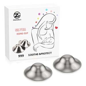 zhiuguzilla silver nursing cups | the original silver nursing cups | nipple shields for nursing newborn | nipple covers breastfeeding | soothe and protect your nursing nipples - 999 silver -2 count