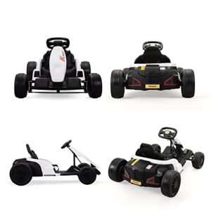 TOBBI 24V Electric Drifting Go Kart for Kids, Electric Ride On Toy w/85W*2 Motors, 8mph Max Speed, Safety Belt, Music, Horn, USB, Battery Powered Ride On Cars for Kids Ages 4-16 Years