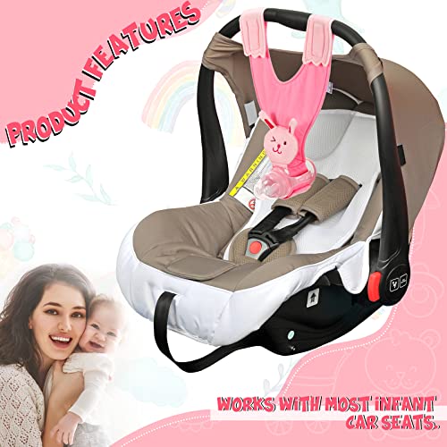 2 Pcs Adjustable Baby Bottle Holder Car Seat Bottle Spare Baby Bottle Feeding Sling Bottle Drink Holder Bracket Strap Tight Loop and Hook Tape for Hanging (Grey, Pink, Lovely Style)