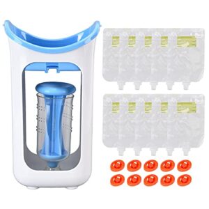 baby food squeeze station, infants pouch puree filling squeezer babies homemade fresh fruit juice maker reusable portable semi solid processor storage bags toddlers home kitchen restaurant (blue)