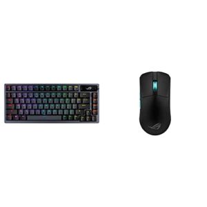 asus rog azoth 75% wireless diy custom gaming keyboard, oled display, three-layer dampening & rog harpe ace aim lab edition gaming mouse, 54 g ultra-lightwieght, connectivity