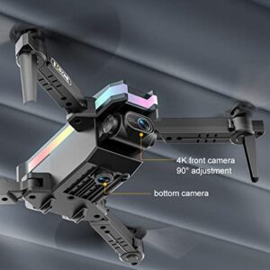 Mini Drone Rc Drones with Camera for Adults, Flying Toys with Color LED Lights, Headless Mode, Daul 4K HD Fpv Camera, 3-level Flight Speed, Drones for Kids 8-12, Rc Plane Helicopters Cool Stuff