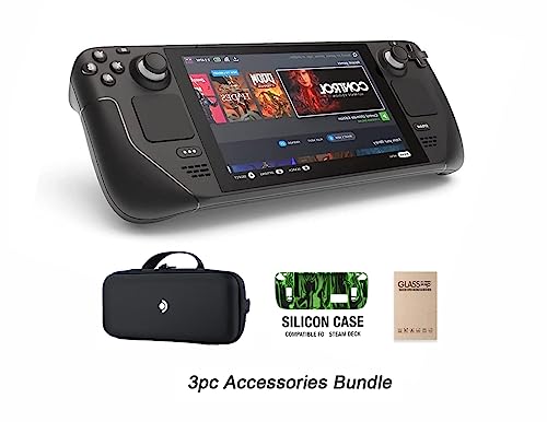 Valve Steam Deck 256GB Handheld Gaming Console with Carring case, Tempered Film and Soft Silicone Protective Case