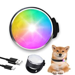 tubasion rechargeable dog collar light, 2023 newest 7 color changing light for dog collar with 100% waterproof and durable silicone band. dog lights for night walking, camping, bike