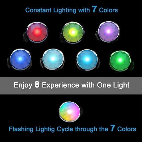 Tubasion Rechargeable Dog Collar Light, 2023 Newest 7 Color Changing Light for Dog Collar with 100% Waterproof and Durable Silicone Band. Dog Lights for Night Walking, Camping, Bike