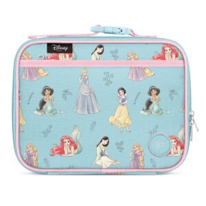 simple modern disney kids lunch box for toddler | reusable insulated bag for girls meal containers for school with exterior and interior pockets | hadley collection | princess royal beauty