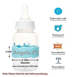 Personalized Bottle Labels, Silicone Baby Bottle Bands for Daycare Custom Name Reusable Water Bottle Labels (1pc)