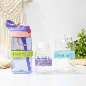 Personalized Bottle Labels, Silicone Baby Bottle Bands for Daycare Custom Name Reusable Water Bottle Labels (1pc)