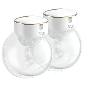 paruu r10 wearable breast pump hands-free, electric portable breast pump with 4 modes & 12 levels, rechargeable & smart display, memory function, 19/21/25mm flange, 2 pack (gold)