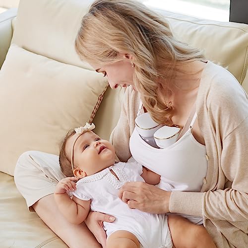 Paruu R10 Wearable Breast Pump Hands-Free, Electric Portable Breast Pump with 4 Modes & 12 Levels, Rechargeable & Smart Display, Memory Function, 19/21/25mm Flange, 2 Pack (Gold)