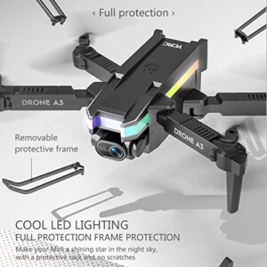 Drones with Camera for Adults 4k HD FPV, Foldable Remote Control Drone, Quadcopter Toys Gifts for Boys Girls with Altitude Hold Headless Mode and Led Flash Bar, One Key Start Speed Adjustment, 3D Flips (2xBattery)