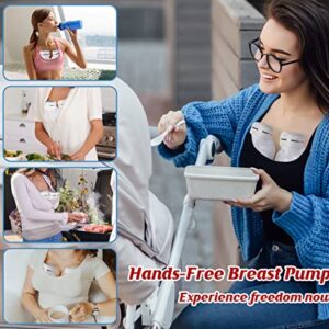 Hands Free Breast Pump, Double Electric Wearable Breast Pump, 3 Modes & 9 Levels Portable Breast Pump, LED Display, 19/22/25 mm Flanges, Breastfeeding Pump with Pumping Bag and Ice Pack