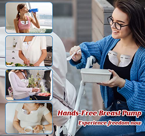 Hands Free Breast Pump, Double Electric Wearable Breast Pump, 3 Modes & 9 Levels Portable Breast Pump, LED Display, 19/22/25 mm Flanges, Breastfeeding Pump with Pumping Bag and Ice Pack