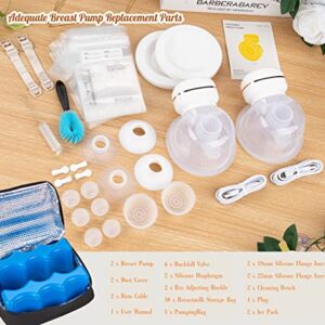 Hands Free Breast Pump, Double Electric Wearable Breast Pump, 3 Modes & 9 Levels Portable Breast Pump, LED Display, 19/22/25 mm Flanges, Breastfeeding Pump with Pumping Bag and Ice Pack