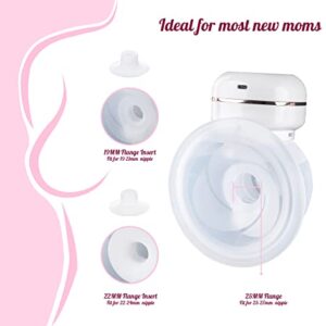 Hands Free Breast Pump, Double Electric Wearable Breast Pump, 3 Modes & 9 Levels Portable Breast Pump, LED Display, 19/22/25 mm Flanges, Breastfeeding Pump with Pumping Bag and Ice Pack