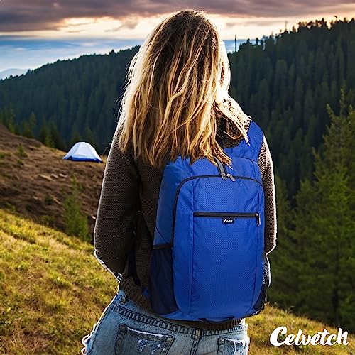 Celvech Hiking Backpack - 25L Water Resistant Backpack Packable Camping Backpack Lightweight Day Pack for Cycling Traveling Camping - Blue