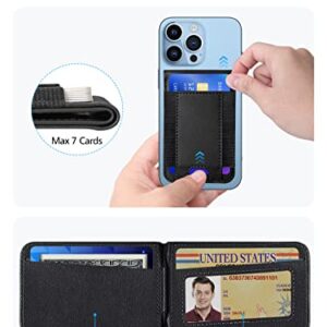 Miroddi for Magsafe Wallet Adjustable Stand, [Hold 9 Cards, Open ID Window] Vegan Leather Magnetic Wallet Stand, Strong Magnetic Phone Wallet for iPhone 14 13 12 Series, Not for iPhone Mini, Black